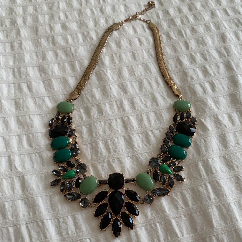 Gem and stone statement necklace